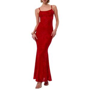 Extro&Vert Womens  Isabella Maxi Dress, Red